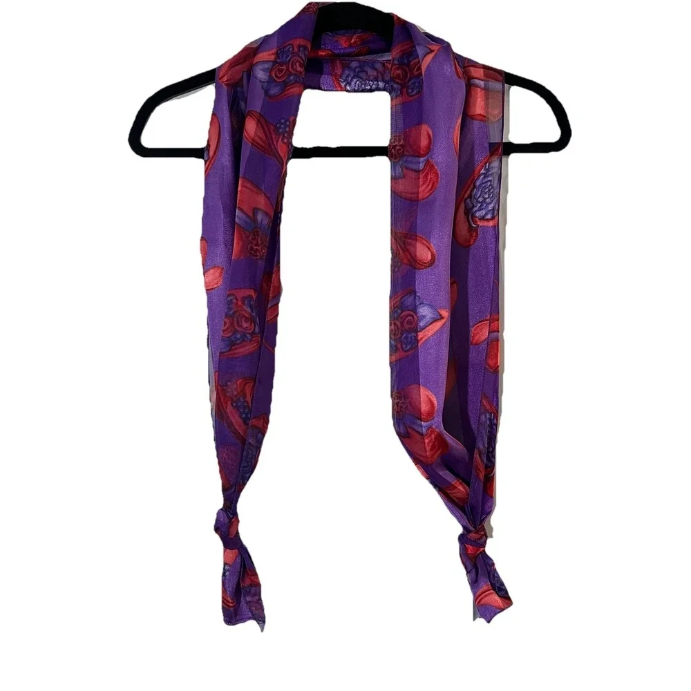 Red Hat Society Scarf Purple Red Hats Sheer Stripes Retro Granny‎ Core